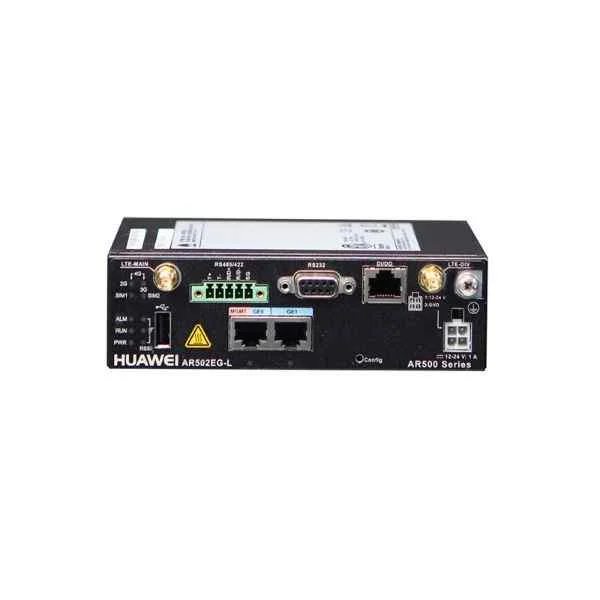 AR502EG-L | Huawei AR502 Series Industrial Routers, 2 x 10M/100M/1000M Base-T, 1 x Isolated RS232 (DB9 female connector), 1 x Isolated RS485/RS422 (5-pin terminal block connector)