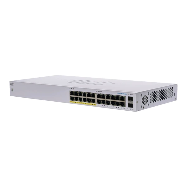 Cisco CBS110-24PP-UK Business 110 24-Port Gigabit PoE Switch, 2x1G Combo Uplinks