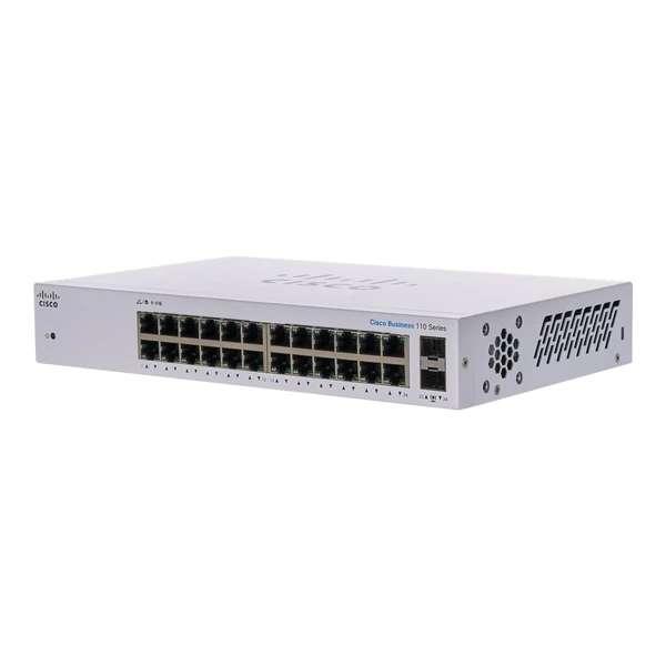 Cisco CBS110-24T-UK Business 110 24-Port Gigabit Desktop Switch, 2x1G Combo Uplinks