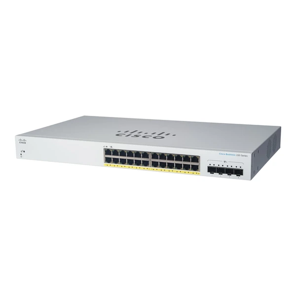 Cisco CBS220-24FP-4X-UK Business 220 24-Port Gigabit PoE+ Switch, 4x10G Uplinks