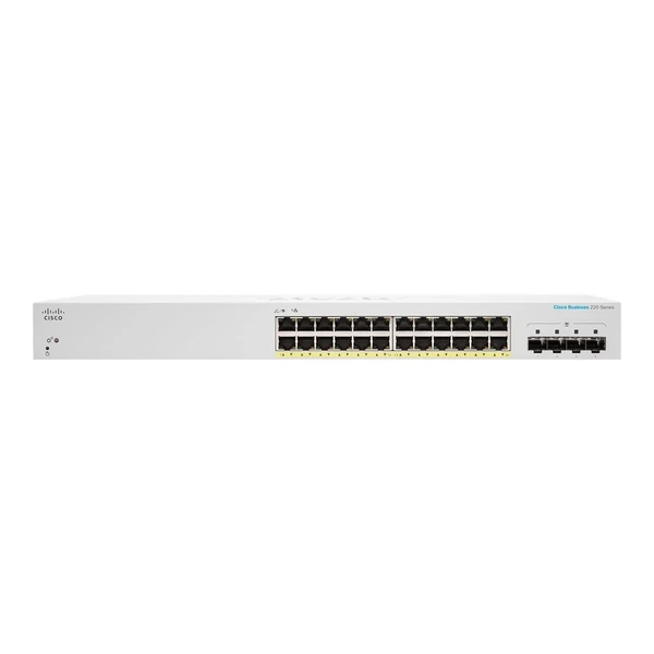 Cisco CBS220-24P-4G-UK Business 220 24-Port Gigabit PoE+ Switch, 4x1G Uplinks