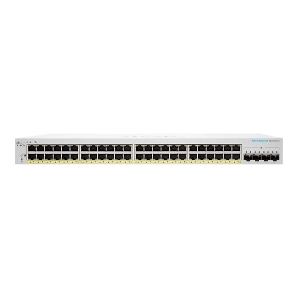 Cisco CBS220-48FP-4X-UK Business 220 48-Port Gigabit PoE+ Switch, 4x10G Uplinks
