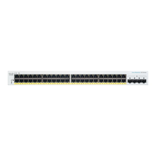 Cisco CBS220-48P-4G-UK Business 220 48-Port Gigabit PoE+ Switch, 4x1G SFP Uplinks