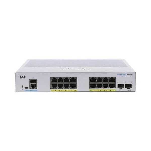 Cisco CBS250-16P-2G-NA Business 250 16-Port Gigabit PoE+ Desktop Switch, 2x1G Uplinks