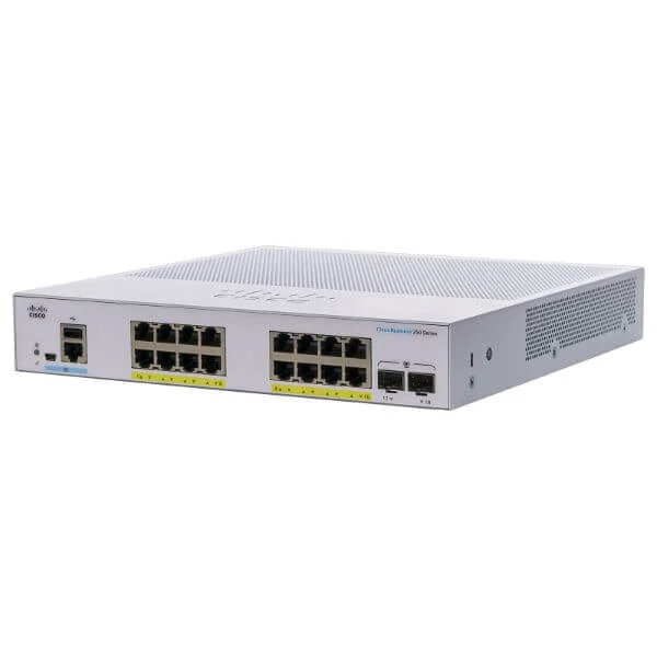 CBS250-16P-2G | Cisco Business 250 Switch, 16 10/100/1000 PoE+ ports with 120W power budget, 2 Gigabit SFP