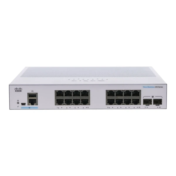 Cisco CBS250-16T-2G-UK Business 250 16-Port Gigabit Desktop Switch, 2x1G Uplinks