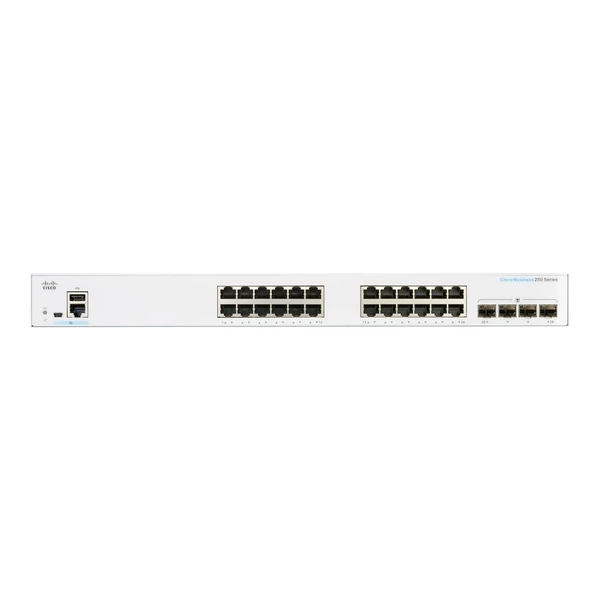 Cisco CBS250-24PP-4G-UK Business 250 24-Port Gigabit PoE+ Switch, 4x1G Uplinks