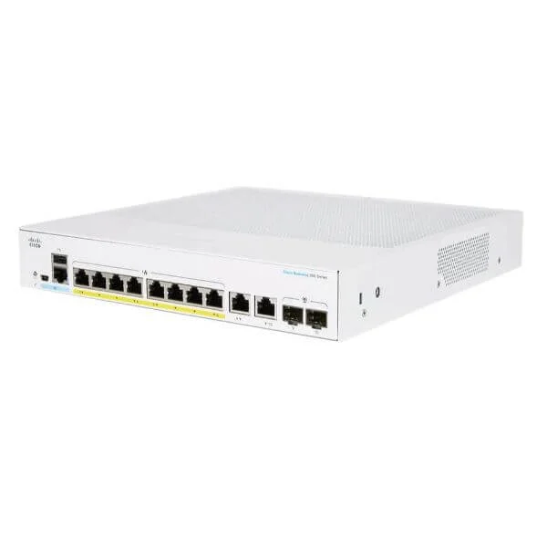 CBS250-8P-E-2G | Cisco Business 250 Switch, 8 10/100/1000 PoE+ ports with 67W power budget, 2 Gigabit copper/SFP combo ports