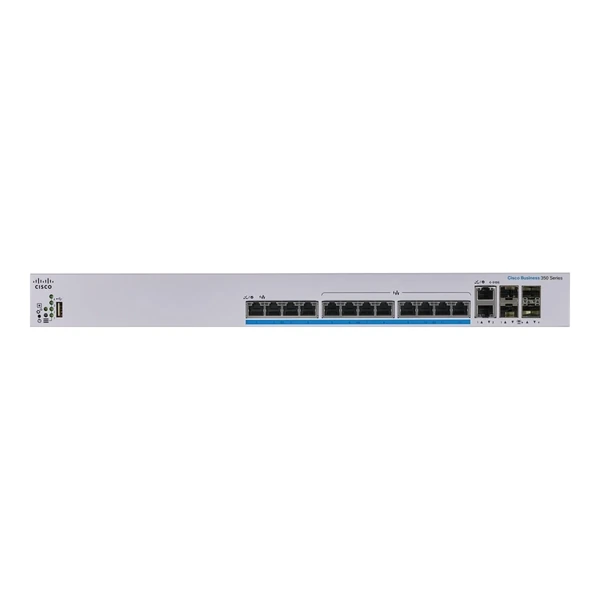 Cisco CBS350-12NP-4X-UK Business 350 12-Port Multigigabit PoE+ Switch, 4x10G Uplinks