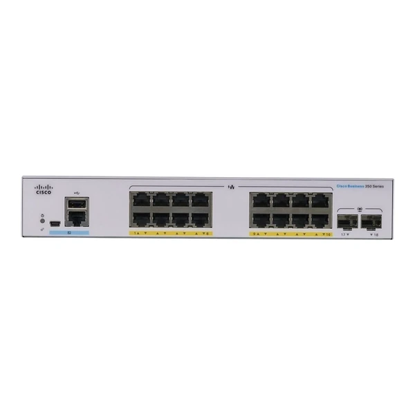 Cisco CBS350-16FP-2G-UK Business 350 16-Port Gigabit PoE+ Desktop Switch, 2x1G SFP Uplinks