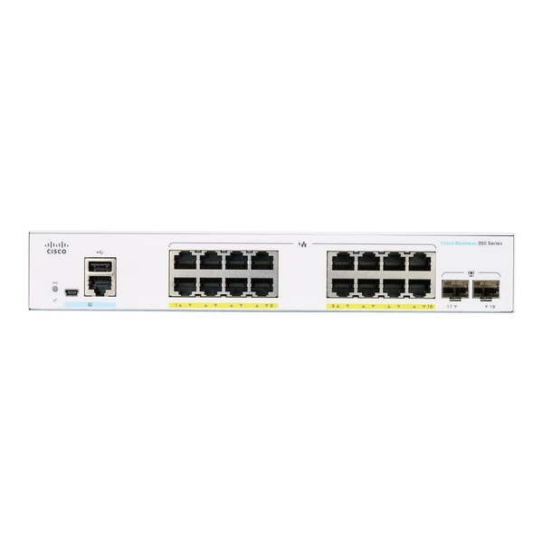 CBS350-16P-2G-NA | Cisco CBS350-16P-2G-NA Business 350 16-Port Gigabit PoE+ Desktop Switch, 2x1G SFP Uplinks