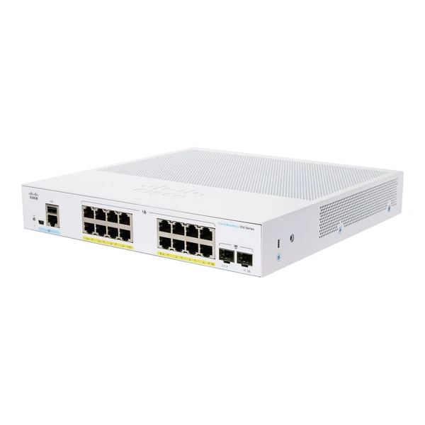 Cisco CBS350-16P-2G-UK Business 350 16-Port Gigabit PoE+ Desktop Switch, 2x1G SFP Uplinks
