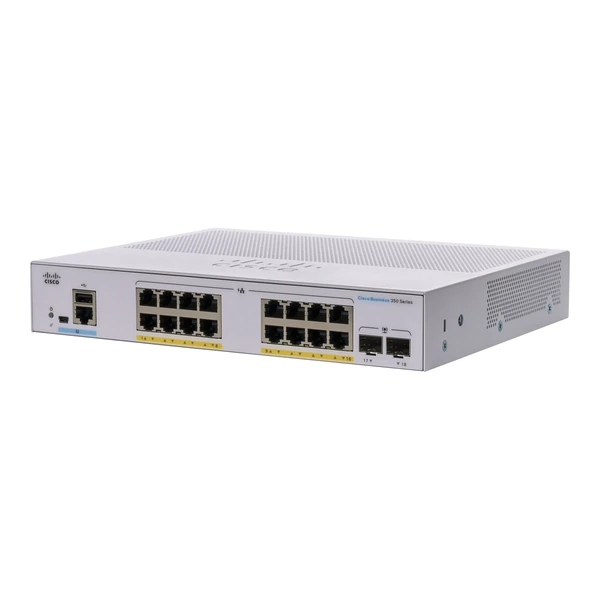 Cisco CBS350-16P-E-2G-UK Business 350 16-Port Gigabit PoE+ Desktop Switch, 2x1G Uplinks