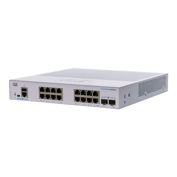Cisco CBS350-16T-2G-UK Business 350 16-Port Gigabit Desktop Switch, 2x1G SFP Uplinks