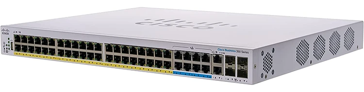 CBS350-48NGP-4X | Cisco Business 350 Multigigabit PoE+ Managed Switch, 48 PoE+ Ports, 4x 10G SFP+ Uplinks, 740W PoE Budget