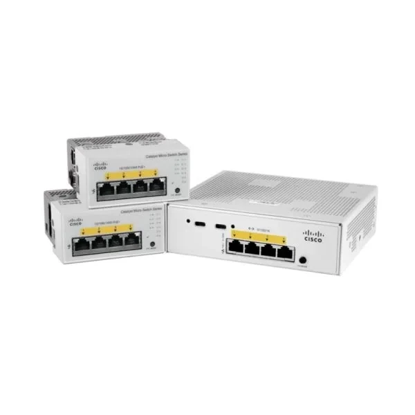 Cisco CMICR-4PC Catalyst Micro Switches 4-Port Gigabit PoE+ DIN Rail Switch, 1x1G Copper and 1x1G SFP Uplinks, LAN Lite