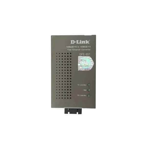 DFE-851 | D-Link 1 port 100Base-TX to 100Base-FX 100M Ethernet photoelectric converter, simple version, single-mode dual-fiber, SC interface, maximum transmission 15Km, wavelength 1310nm