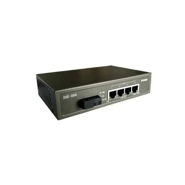 DGE-894/A | D-Link 4-port 10/100/1000Base-T to 1-port 1000Base-LX Gigabit Ethernet photoelectric converter, single-mode single fiber, TX: 1310/RX: 1550nm, maximum transmission 20km, SC interface, need to be used in pairs, also Can be used in pairs with DGE-891/B