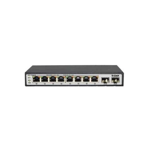DGS-1010S-CN | D-Link Ports: 8 Gigabit electrical ports + 2 Gigabit SFP optical ports, backplane bandwidth: 20G, packet forwarding rate: 14.9M, size: 190x100x28mm, power supply: 12V/1A external power supply, non-managed switch