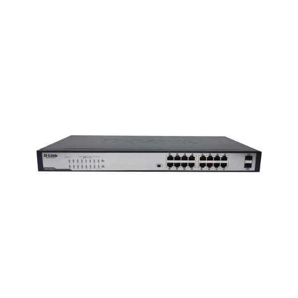 DGS-1018TP-CN | D-Link 16 Gigabit PoE electrical ports + 2 Gigabit optical ports, backplane bandwidth: 36G, packet forwarding rate: 27M, single port maximum 30W/ machine maximum power 240W, built-in power supply, 440x208x44mm (iron case), rack type Unmanaged PoE Switch