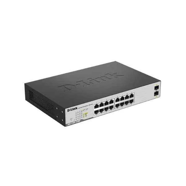 DGS-1100-18 | D-Link 16 Gigabit electrical ports + 2 Gigabit SFP optical ports, Smart switch, desktop type can be installed on the rack, support Web management