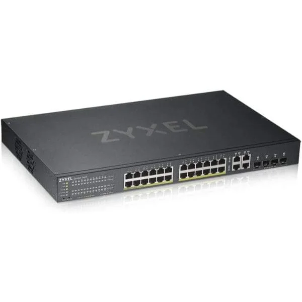 GS192024HPV2-GB0101F | GS1920-24HPv2, 28 Port Smart Managed PoE Switch 24x Gigabit Copper PoE and 4x Gigabit dual pers., hybrid mode, standalone or NebulaFlex Cloud, 375 Watt PoE GS192024HPV2-GB0101F | GS1920-24HPv2, 28 Port Smart Managed PoE Switch 24x Gigabit Copper PoE and 4x Gigabit dual pers., hybrid mode, standalone or NebulaFlex Cloud, 375 Watt PoE