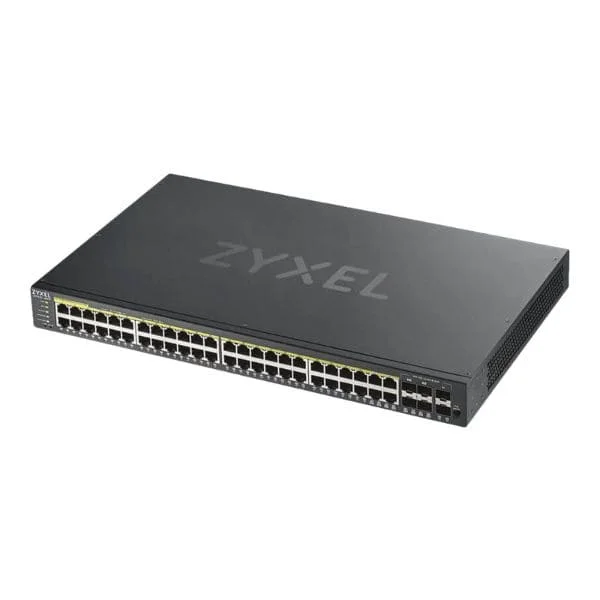 GS192048HPV2-GB0101F | GS1920-48HPv2, 50 Port Smart Managed PoE Switch 44x Gigabit Copper PoE and 4x Gigabit dual pers., hybrid mode, standalone or NebulaFlex Cloud, 375 Watt PoE GS192048HPV2-GB0101F | GS1920-48HPv2, 50 Port Smart Managed PoE Switch 44x Gigabit Copper PoE and 4x Gigabit dual pers., hybrid mode, standalone or NebulaFlex Cloud, 375 Watt PoE