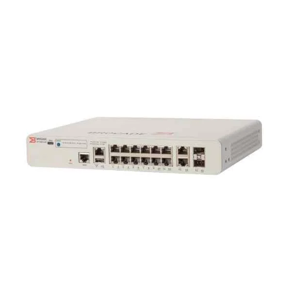 ICX7150-C12P-2X1G | ICX 7150 compact switch, 12x 10/100/1000 PoE+ port, 2x 1G RJ45 upstream port, 2x 1G SFP upstream port, can be purchased to upgrade to 2x 10G SFP+. 124W PoE power, basic Layer 3 (static routing and RIP)