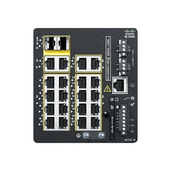 Cisco IE-3100-18T2C-E Catalyst IE3100 Rugged 18-Port Gigabit DIN Rail Switch, 2x1G Combo Uplinks, Network Essentials