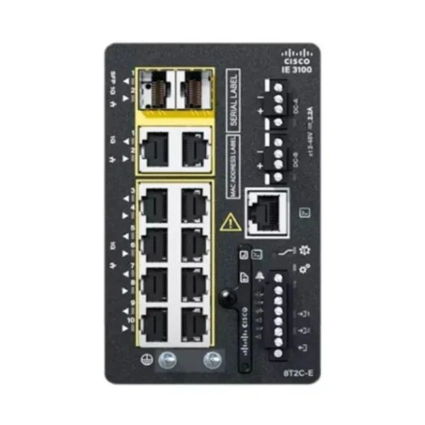 Cisco IE-3100-8T2C-E Catalyst IE3100 Rugged 8-Port Gigabit DIN Rail Switch, 2x1G Combo Uplinks, Network Essentials