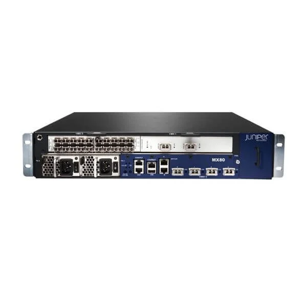 MX80 Chassis with 2 MIC Slots, 4x10GE XFP Built-in Ports, AC Power Supply, Fan Tray w/Filter, MX80  incl. Junos