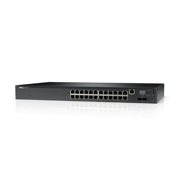 N2024P | Dell Networking N2024P, L2, POE+, 24x 1GbE + 2x 10GbE SFP+ fixed ports, Stacking, IO to PSU air, AC