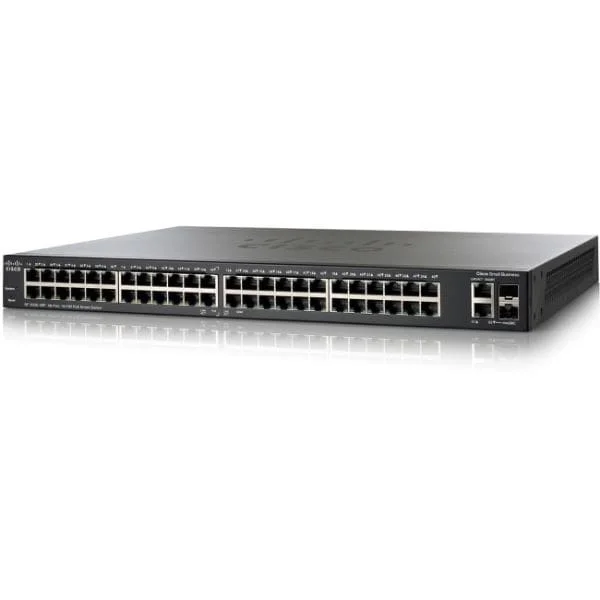 SF200-48P | 48 10/100 ports, 2 combo mini-GBIC ports - PoE support on 24 ports with 180W power budget