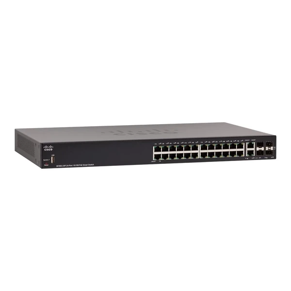 Cisco SF250-24P-K9-NA 250 Series Smart Switches 24-Port Fast Ethernet PoE+ Switch, 2x1G Combo Uplinks, 2x1G SFP Uplinks