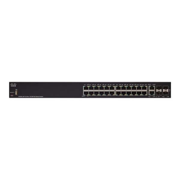 Cisco SF250-24P-K9-UK 250 24-Port Fast Ethernet PoE+ Switch, 4x1G Uplinks