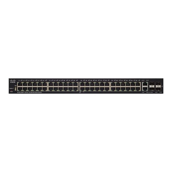 Cisco SF250-48HP-K9-NA 250 48-Port Fast Ethernet PoE+ Switch, 4x1G Uplinks