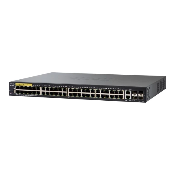 Cisco SF350-48P-K9-UK 350 48-Port Fast Ethernet PoE+ Switch, 4x1G Uplinks Including 2 Combo Ports