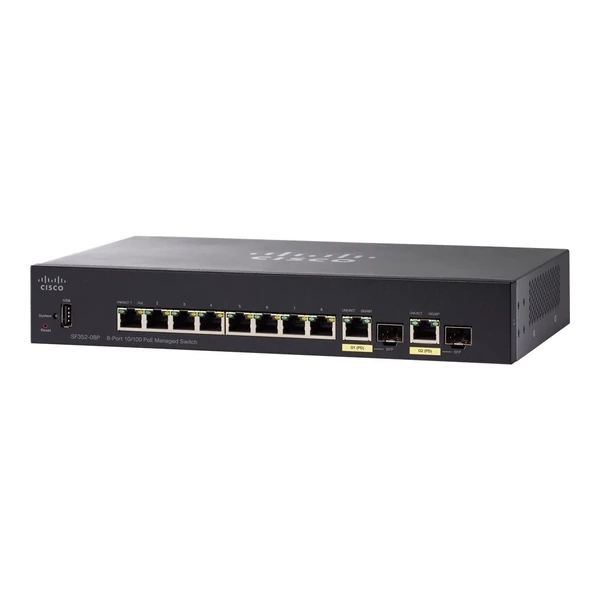 sf352-08p-k9 cisco sf352-08p-k9 350 8-port fast ethernet poe+ desktop switch, 2x1g combo uplinks