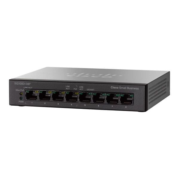 Cisco SG100D-08P-UK 100 8-Port Gigabit PoE Desktop Switch