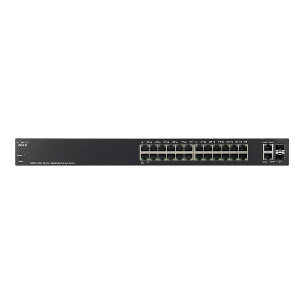 Cisco SG220-26P-K9-EU 220 24-Port Gigabit PoE+ Switch, 2x1G Combo Uplinks