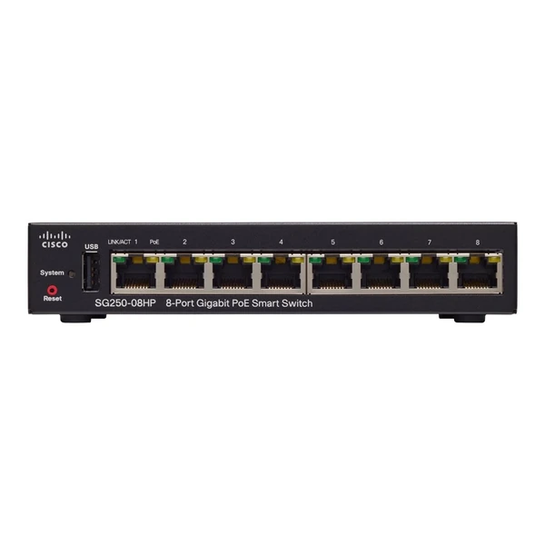Cisco SG250-08HP-K9-UK 250 8-Port Gigabit PoE+ Desktop Switch