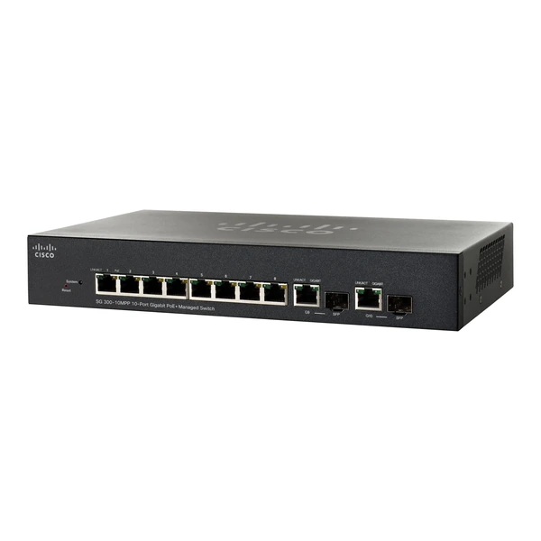 Cisco SG300-10MPP-K9-EU Small Business 300 8-Port Gigabit PoE+ Desktop Switch, 2x1G Combo Uplinks