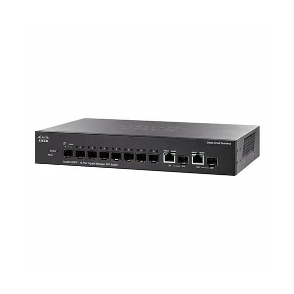 Cisco SG300-10SFP-K9-EU Small Business 300 8-Port Gigabit Fiber Desktop Switch, 2x1G Combo Uplinks