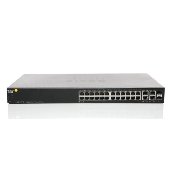 Cisco SG300-28PP-K9-NA Small Business 300 24-Port Gigabit PoE+ Switch, 2x1G RJ-45 and 2x1G Combo Uplinks