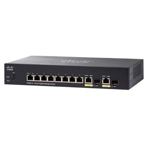 SG350-10 | 48 10/100 PoE+ ports with 382W power budget, 2 Gigabit copper/SFP combo + 2 SFP ports