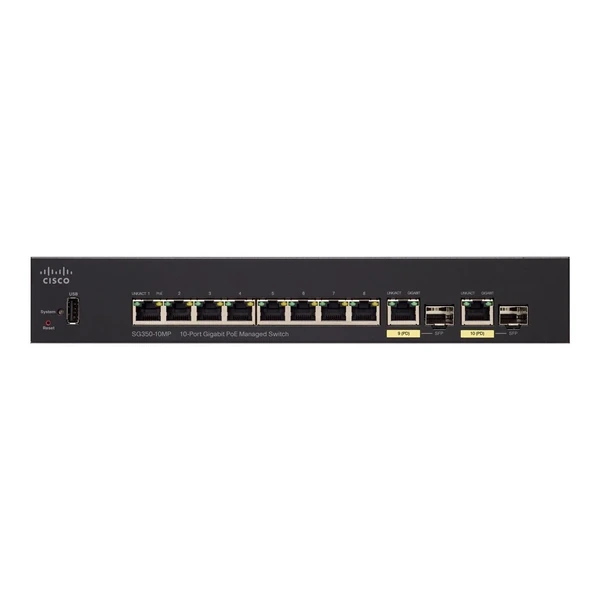 sg350-10mp-k9-eu cisco sg350-10mp-k9-eu 350 8-port gigabit poe+ desktop switch, 2x1g combo uplinks