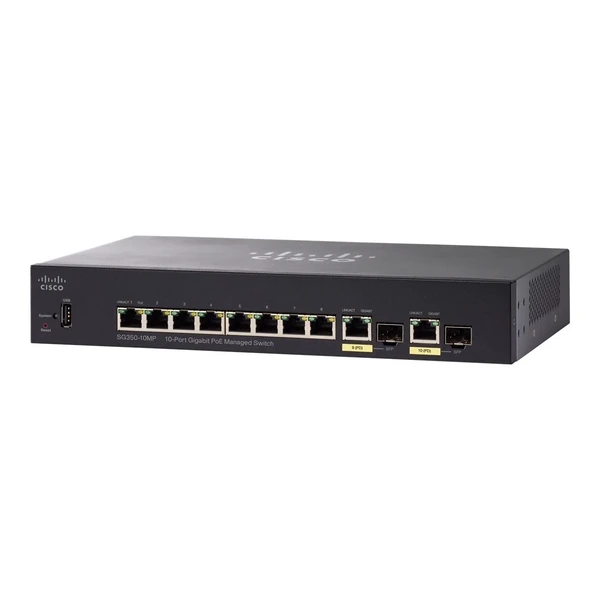 Cisco SG350-10MP-K9-UK 350 8-Port Gigabit PoE+ Desktop Switch, 2x1G Combo Uplinks