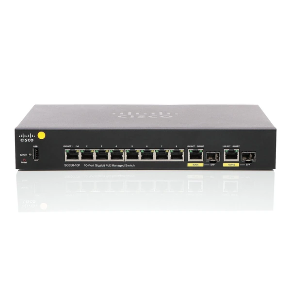 SG350-10P-K9 | Cisco SG350-10P-K9 350 8-Port Gigabit PoE+ Desktop Switch, 2x1G Combo Uplinks