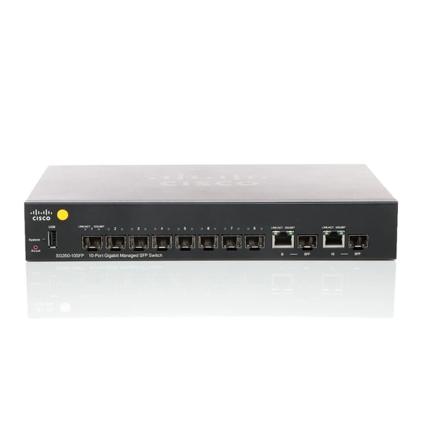 Cisco SG350-10SFP-K9-EU 350 8-Port Gigabit SFP Desktop Switch, 2x1G Combo Uplinks