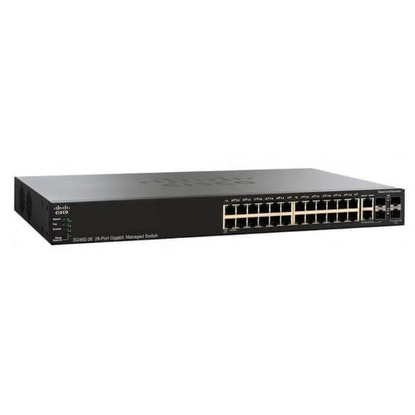 SG350-28P | 24 10/100/1000 ports, 2 Gigabit copper/SFP combo + 2 SFP ports, UK